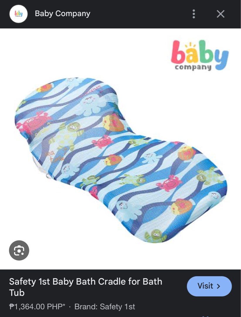 Safety 1st Baby Bath Cradle (Category: Bathtub & Bath Accessories) located in Quezon City. Submitted by jammiras (Listing ID 1365621434, Image 3). Description: Free Tub Seat Support. Rfs don’t need anymore. .