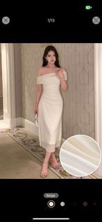 Shein elegant off shoulder dress cream beige