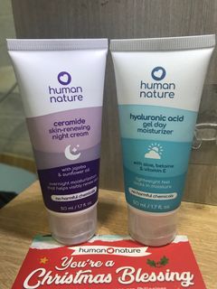 Take All for 300! Human Heart Nature Bundle Hydration Duo Hyaluronic Acid Moisturizer and Ceramide Night Cream