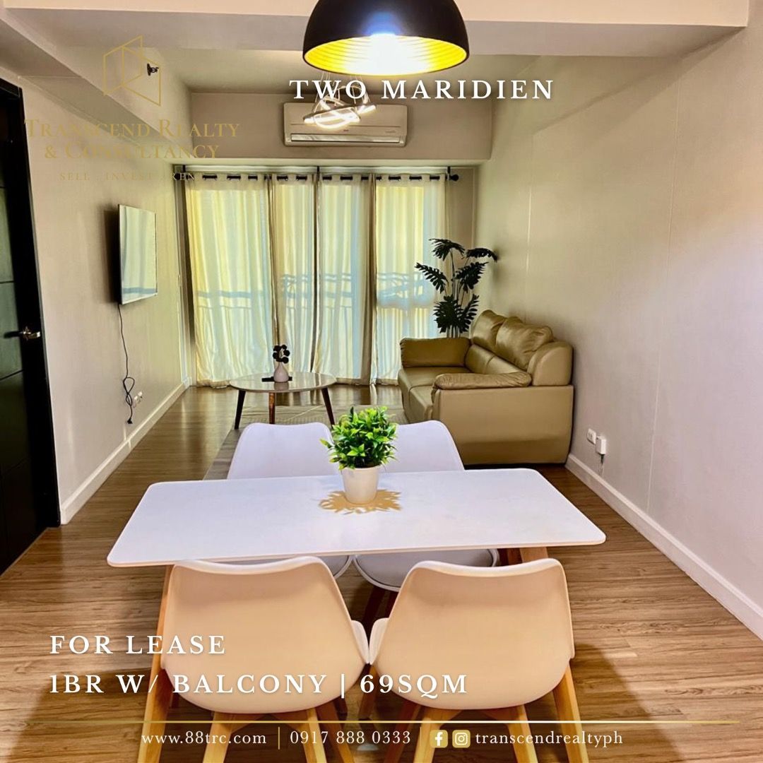 1 BEDROOM FOR LEASE IN TWO MARIDIEN (Category: Apartments & Condos) located in Makati City. Submitted by transcendrealty (Listing ID 1365704336, Image 1). Description: Experience elevated city living in this luxurious one bedroom residence, thoughtfully designed to meet your lifestyle needs. Ideally located in the heart of Bonifacio Global City, Taguig - this is the perfect blend of comfort and convenience. ⚜️ FOR LEASE Two Maridien - 1 bedroom -