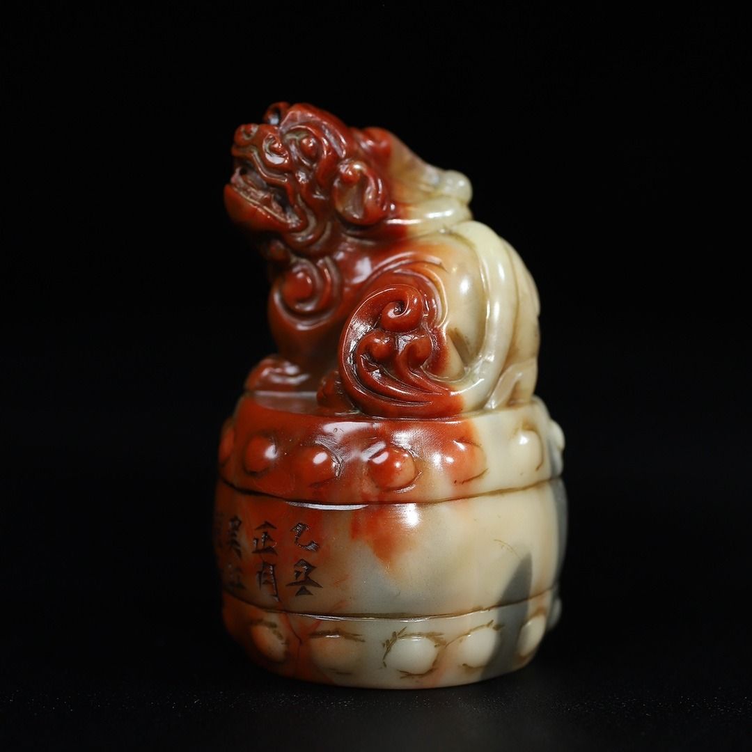 旧藏寿山石瑞兽貔貅钮圆印章, 興趣及遊戲, 收藏品及紀念品, 古董 旧藏寿山石瑞兽貔貅钮圆印章, 興趣及遊戲, 收藏品及紀念品, 古董