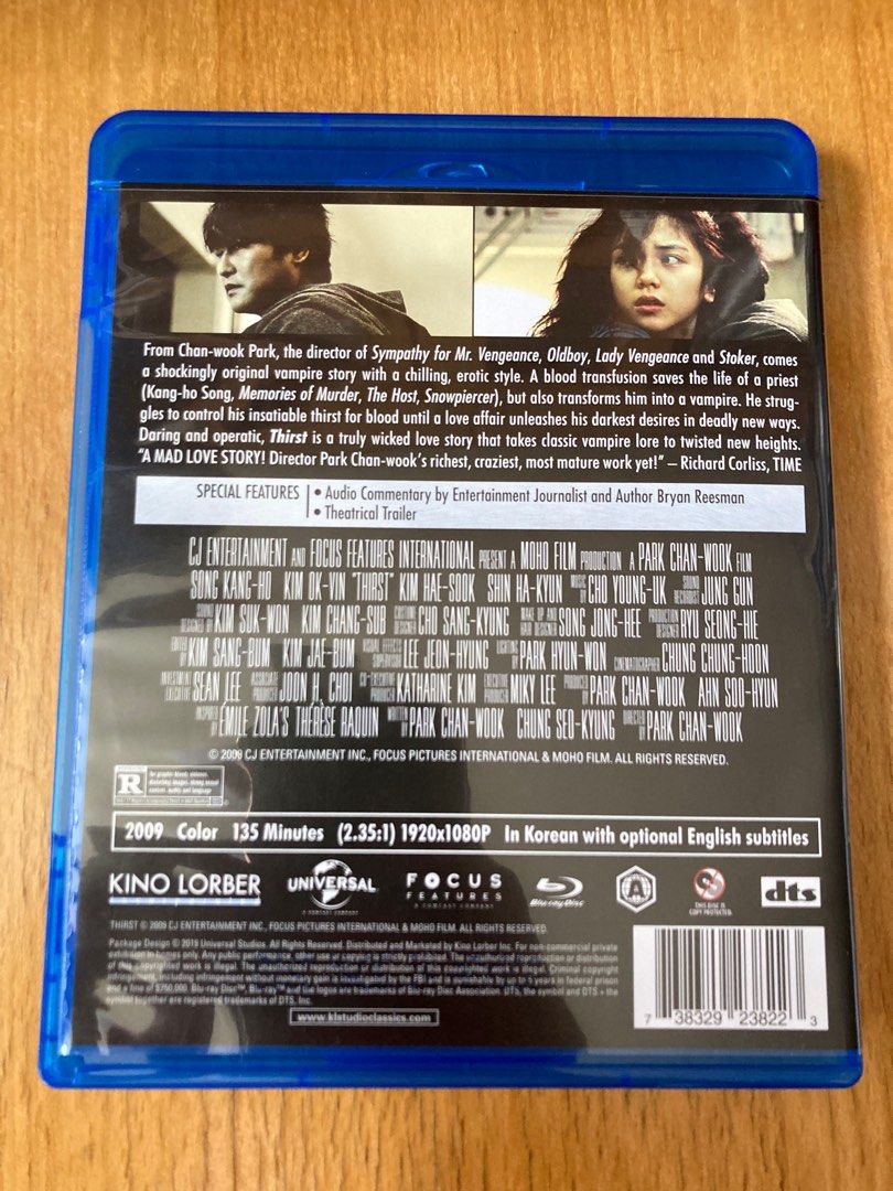 朴贊郁飢渴誘罪thrist bluray 英字藍光, 興趣及遊戲, 音樂、樂器& 配件