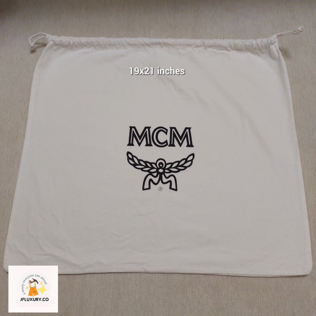 Authentic MCM dust bag 19x21 inches (Category: Luxury Bags & Wallets) located in Manila. Submitted by jfluxury.co (Listing ID 1365811509, Image 1). Description: excellent condition no flaws bought in Japan 🇯🇵 💯% Authentic. 😊 Money back guarantee. 😊 Clean and ready to use na..