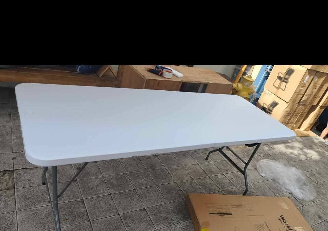 BRAND NEW ‼️ 6ft FOLDING TABLE (Category: Tables & Sets) located in Manila. Submitted by jashopp (Listing ID 1365704091, Image 3). Description: 📌FREE DELIVERY AROUND METRO MANILA Folding table Restock 180cm(6ft) ₱1,500 Hevy Duty Folding Table Long 6 FEET HIGH QUALITY FOLDABLE TABLE ! 6ft table Brandnew Matibay na matibay High quality Pwede niyo dalhin kahit saan Foldable 180 cm 6 to 8 seater capacity.