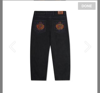 9090 king logo slub denim buggy pants 落葉褲名古屋店代購需一 9090 king logo slub denim buggy pants 落葉褲名古屋店代購需一