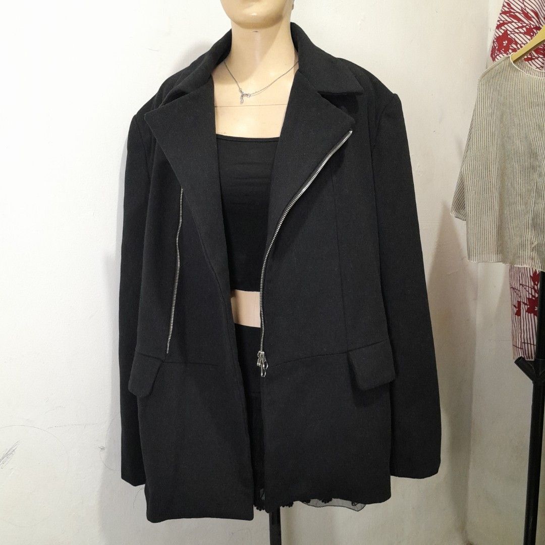 Coat Blazer Tebal Double Zipper