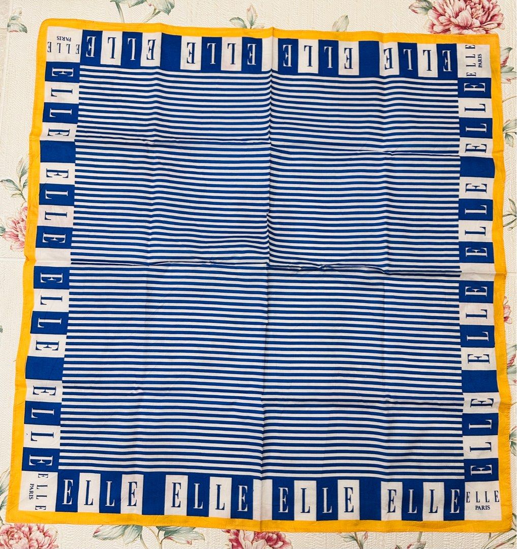 ELLE PARIS BANDANA /SCARF (Category: Towels, Napkins & Holders) located in Manila. Submitted by rarefindsgallery (Listing ID 1365755353, Image 2). Description: ELLE PARIS BANDANA / SCARF Sze: 21” x 21.5” Material: Cotton Silk Good as new Authentic Made in Japan 🇯🇵 .