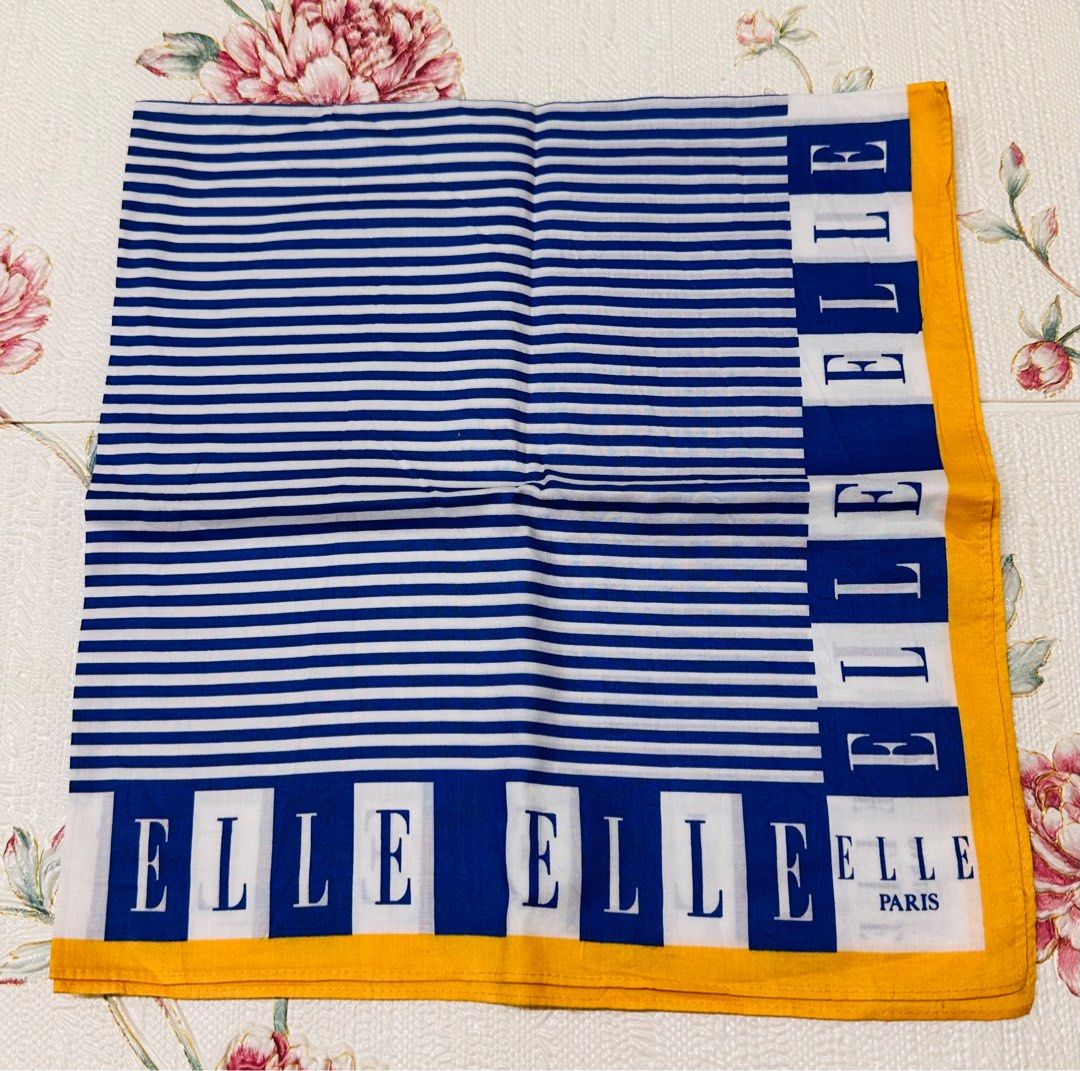 ELLE PARIS BANDANA /SCARF (Category: Towels, Napkins & Holders) located in Manila. Submitted by rarefindsgallery (Listing ID 1365755353, Image 1). Description: ELLE PARIS BANDANA / SCARF Sze: 21” x 21.5” Material: Cotton Silk Good as new Authentic Made in Japan 🇯🇵 .