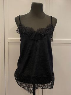 H&M Black Velvet Lacy Top