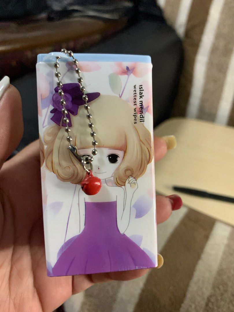 Japan brand wer tissue holder charm (Category: Other Accessories) located in Cabanatuan. Submitted by mjluxxejapan (Listing ID 1365815606, Image 3). Description: Fixed price may mga laman n din wet tissues s loob .. Ung pic wrapper design only Pwede maalis agad.pwede nyu i - diy design as u want .as is item bundle sale only take all 3 pcs .