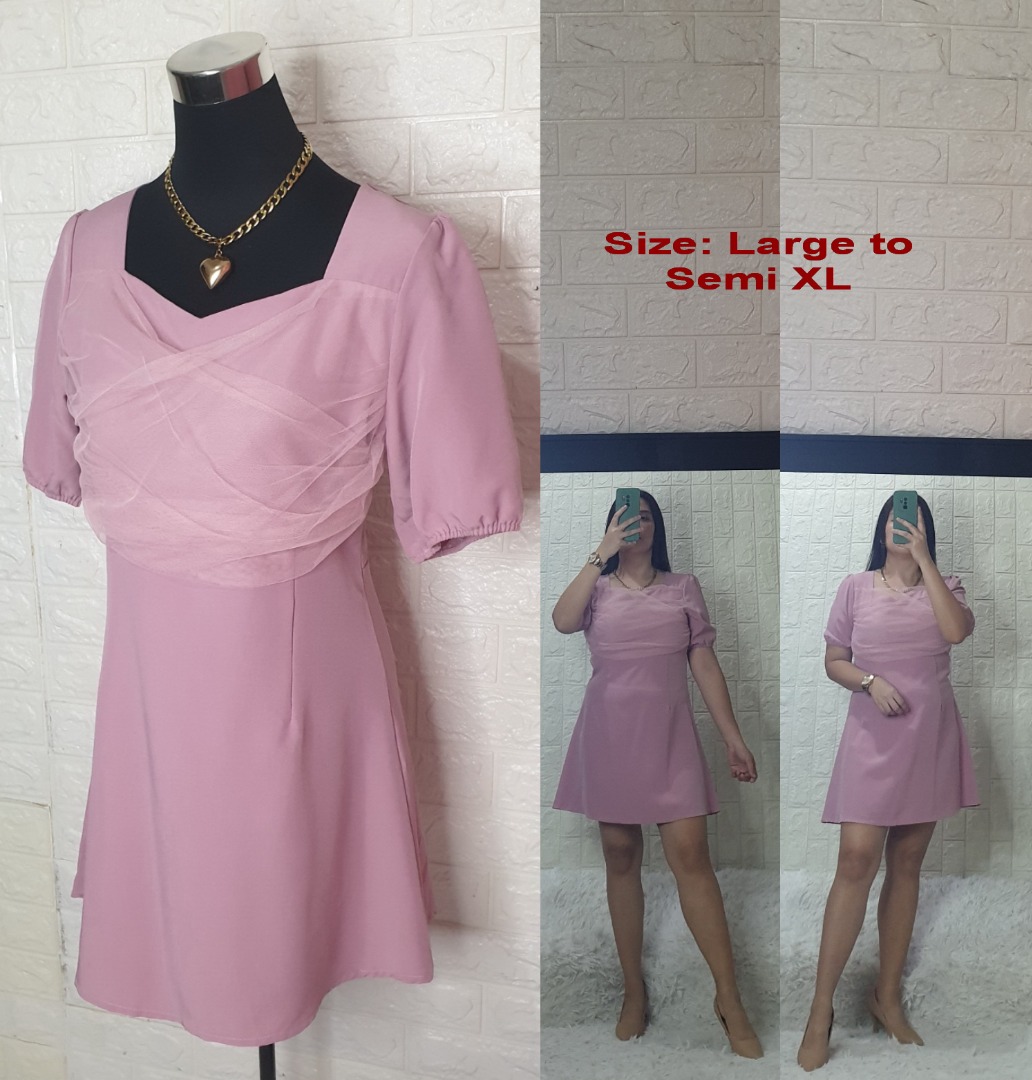 Old rose dress with saddle stitch