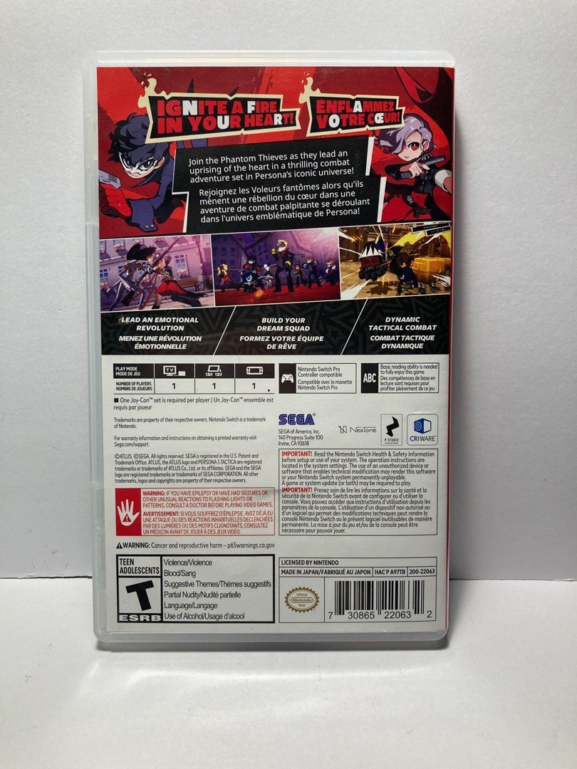 Persona 5 Tactica for Nintendo Switch- used (Category: Nintendo) located in Manila. Submitted by gabsdecluttering (Listing ID 1365809935, Image 2). Description: DLC code redeemed. Comes with game and case. 100% working, feel free to message me for more inquiries! Meetup & Lalamove. Can meetup at any LRT-2 station. If lalamove, delivery fee shall be shouldered by the buyer..