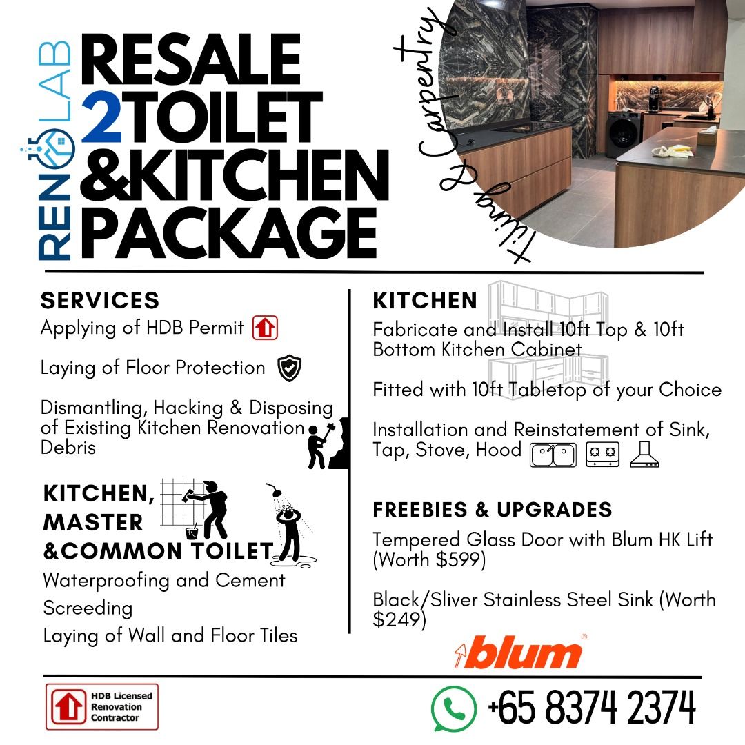[PROMOTION] Resale Toilet & 2 Toilet Tiling and Carpentry Renovation Package by RENOLAB62853070408834110