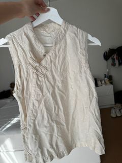 Qi Pao Modern Beige Top - Medium