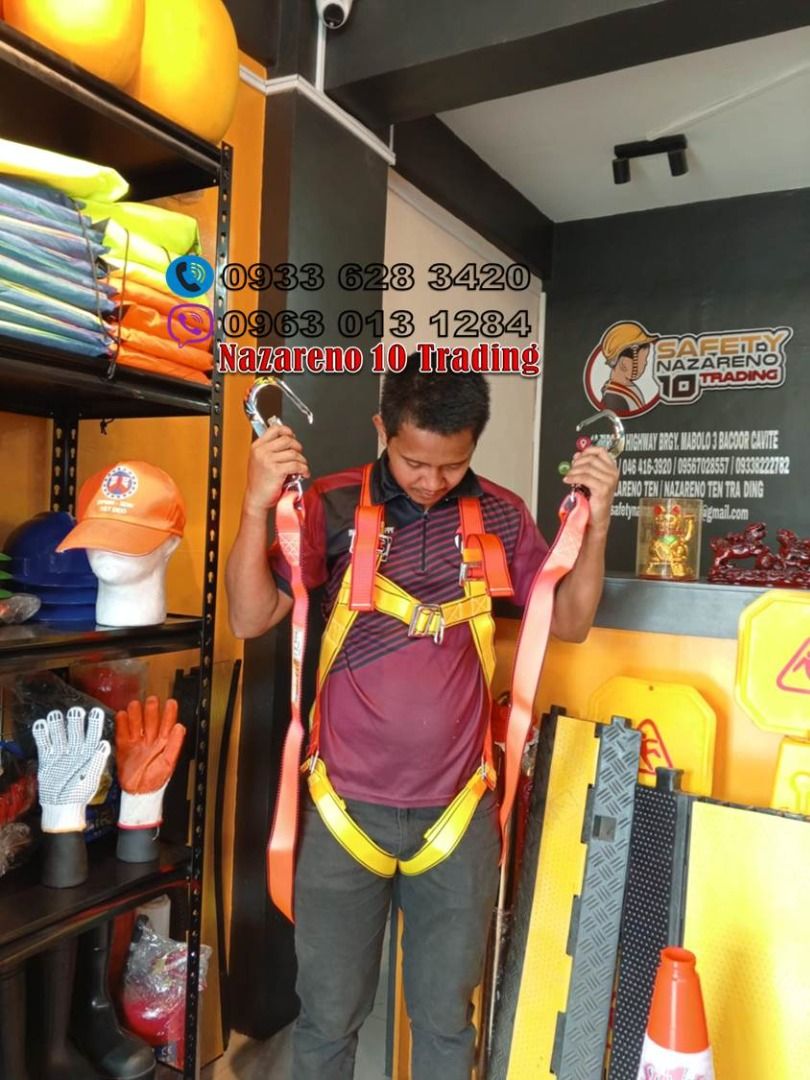 safety Harness Heavy Duty with Hook (Category: Construction Tools & Equipment) located in Bacoor. Submitted by katrading1920 (Listing ID 1365664994, Image 1). Description: safety Harness Heavy Duty with Hook Safety protection gear : *Full body harness -Single hook -Double hook - Double lanyard with shock& hook also Available Cable Protector humps Cover all Suit Plastic road barrier Caution tape Solar road Stud Karen Tugano NAZARENO 10 TRADING 0 9