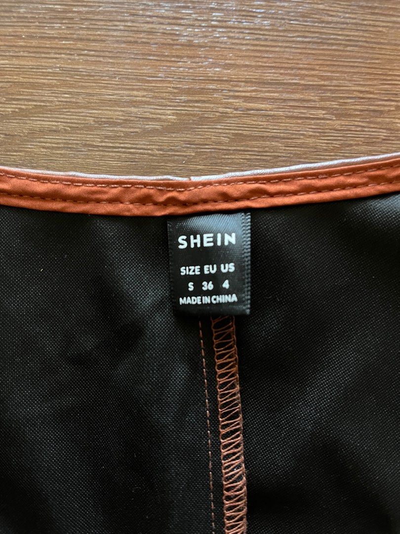 Shein Brown Leather Tie On Vest (Category: Sleeveless) located in Pasay City. Submitted by dbabysauce (Listing ID 1365683992, Image 3). Description: Used twice. Size small. Size true to shein measurements.