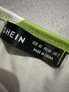 Shein green and white top