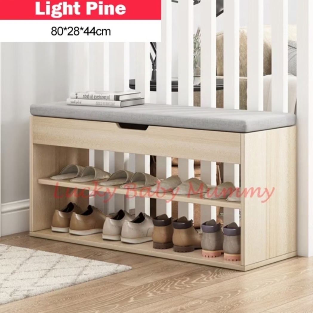 Shoe Rack Bench | Wooden Shoe Storage | Light Pine Organizer | Entryway ...