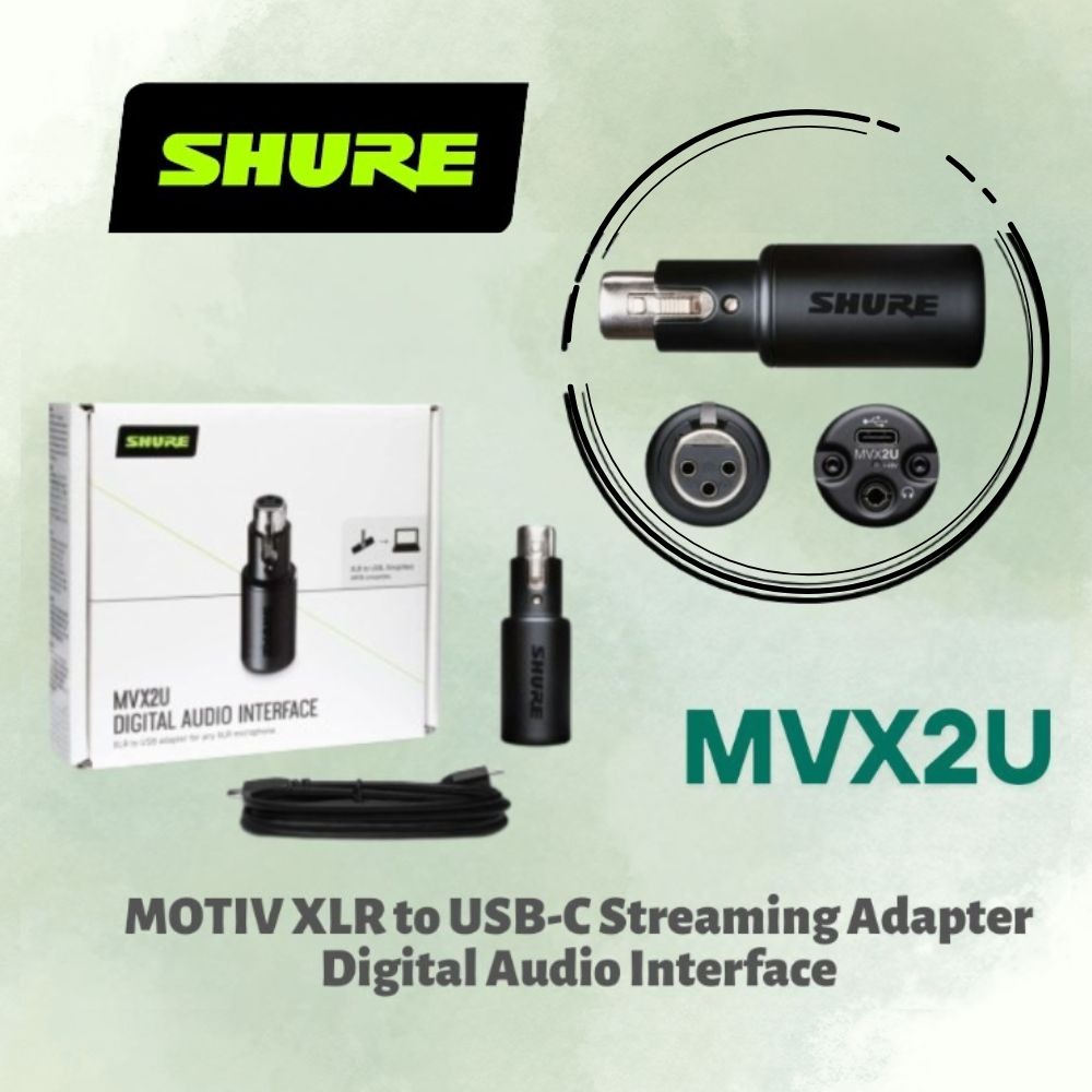 Shure MVX2U MOTIV XLR to USB-C Streaming Adapter Digital Audio ...