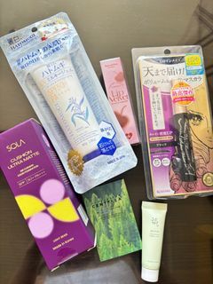 Take all / sola cushion matte foundation/ kiss me mascara / hatomugi sunscreen / barenbliss lip velvet