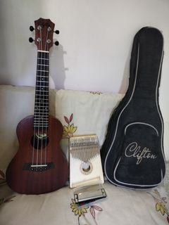 Ukulele + harmonic 10 holes + kalimba 17 tone