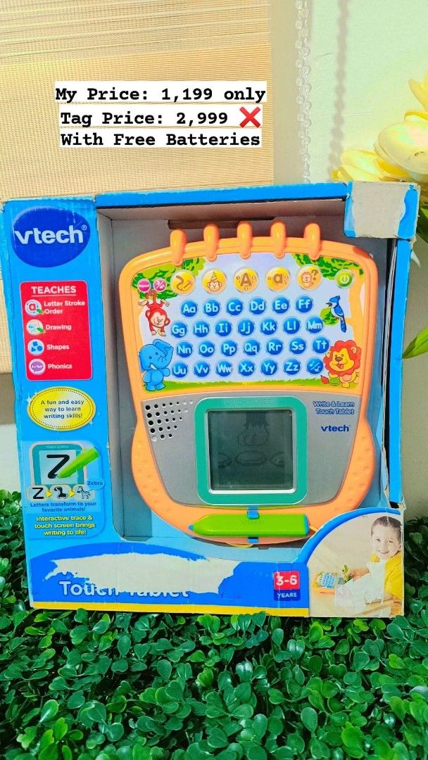 Vtech Write and Learn Touch Tablet (Category: Educational & Learning Toys) located in Quezon City. Submitted by mhoniqvela04 (Listing ID 1365708723, Image 1). Description: Original💯 Brandnew/Mall Pullout✅ Complete Set✅ 100% Working✅ Actual Pic posted✅.