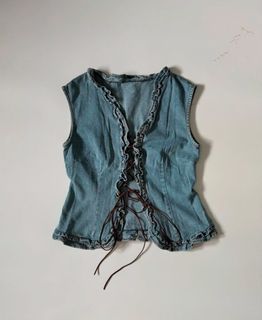 Y2K denim tie top