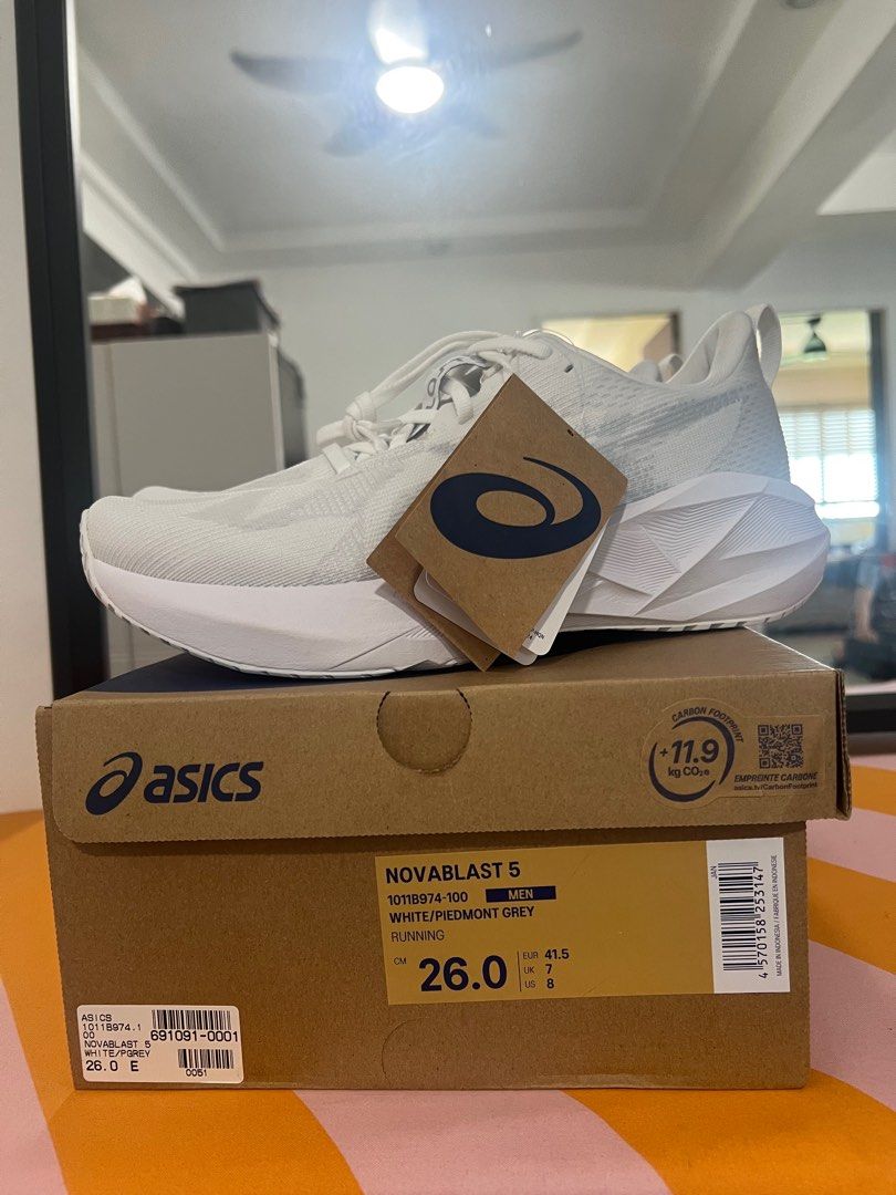 ASICS Novablast 5 Running Shoe (Category: Shoe inserts & accessories) located in Singapore. Submitted by justhanging (Listing ID 1365859039, Image 1). Description: Brand New In Box (BNIB) Bought from Japan Authentic with Receipt Size EU 41.5 = US 8 = UK 7 White/ Piedmont Grey Singapore Retail selling at $219 PM for more info .