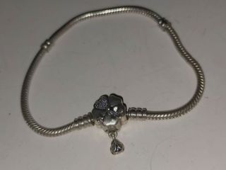 Authentic Pandora Four Leaf Clover Clasp Snakechain Bracelet 19cm.