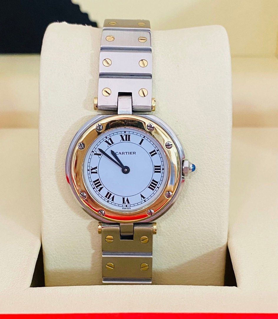 C@rtier Ronde Vendome 18k Gold (Category: Luxury Watches) located in Manila. Submitted by bagislifeshop (Listing ID 1365920848, Image 1). Description: Auth C@rtier Ronde Vendome 18k Gold Two-tone Watch for Ladie’s -27mm Case Size -Sapphire Glass -White Roman Dial -Swiss Made -Quartz Movement -Small to Medium Wrist Size -With Provided Box -In Excellent Condition.