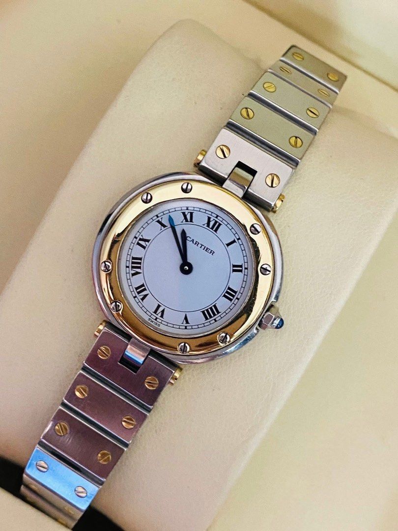 C@rtier Ronde Vendome 18k Gold (Category: Luxury Watches) located in Manila. Submitted by bagislifeshop (Listing ID 1365920848, Image 2). Description: Auth C@rtier Ronde Vendome 18k Gold Two-tone Watch for Ladie’s -27mm Case Size -Sapphire Glass -White Roman Dial -Swiss Made -Quartz Movement -Small to Medium Wrist Size -With Provided Box -In Excellent Condition.