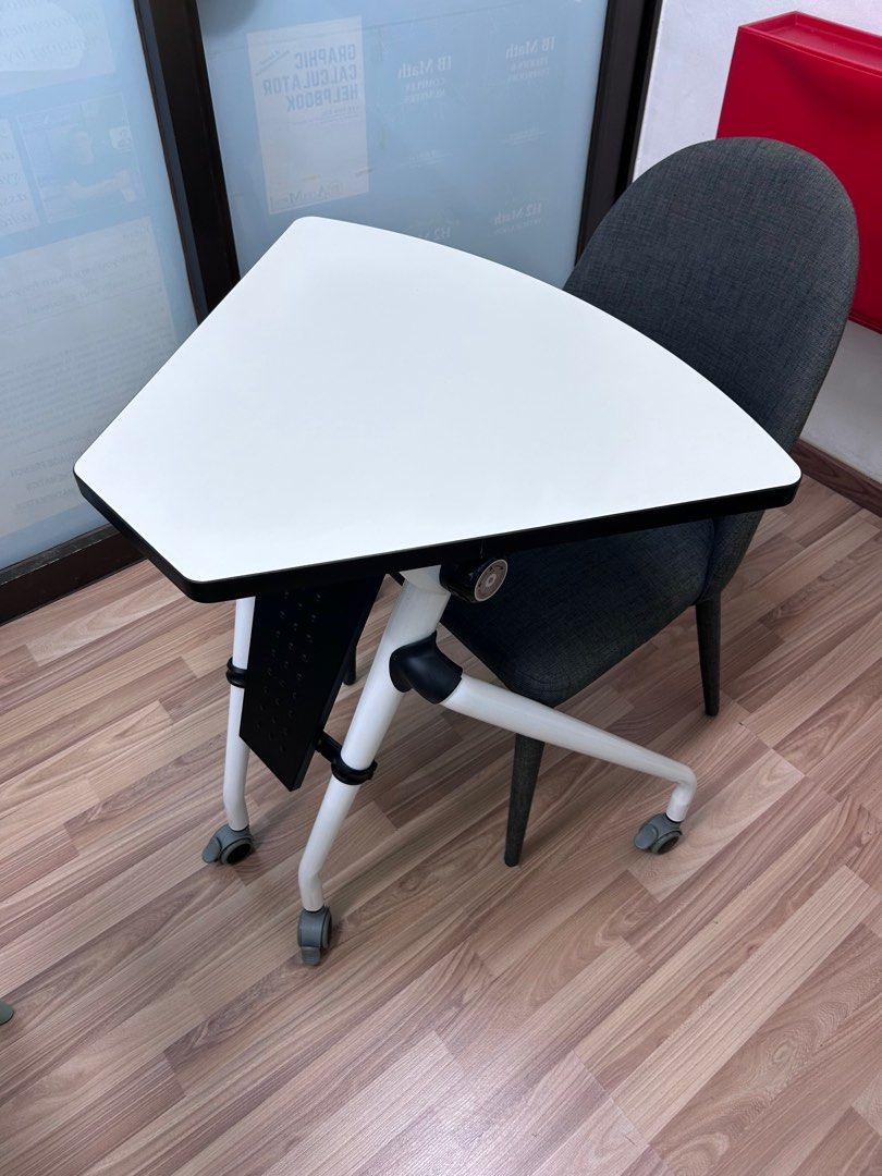 Foldable Table (Category: Tables & Sets) located in Singapore. Submitted by lcwlwc (Listing ID 1365922590, Image 1). Description: Individual study desk, mobile and lockable. Tabletop can be folded for easier storage and stacked too. Three available, pick up at coronation plaza.