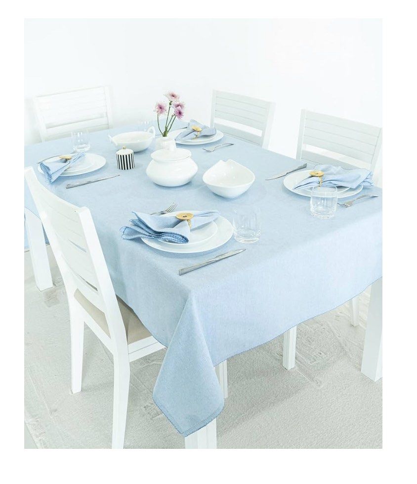 French Blue Satin Table Cloth