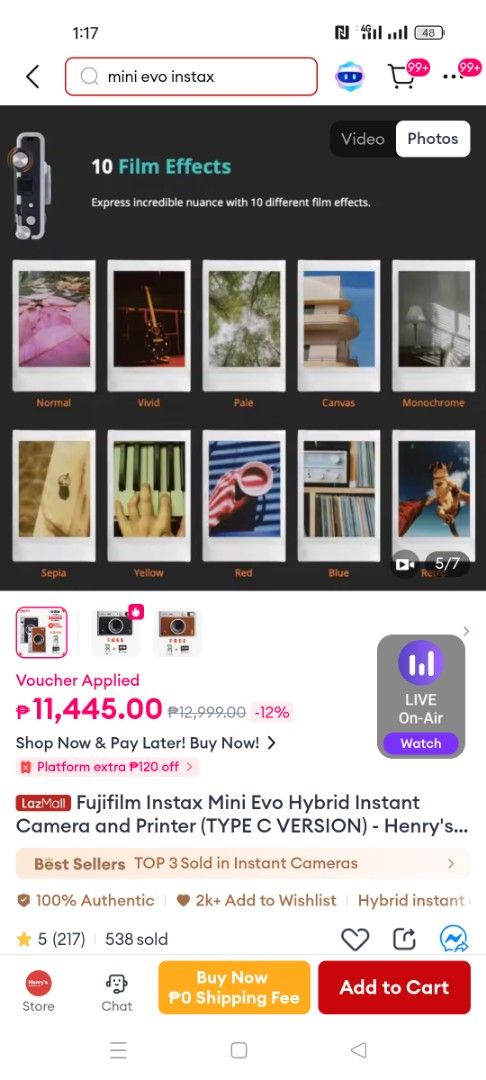 Fujifilm Instax mini evo hybrid instant camera and printer (Category: Cameras) located in Manila. Submitted by ramonrobin.cruz (Listing ID 1365872382, Image 3). Description: Fujifilm Instax mini evo hybrid instant camera and printer brand New sealed in box #luvearth.