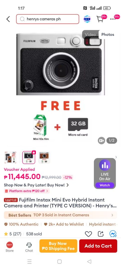 Fujifilm Instax mini evo hybrid instant camera and printer (Category: Cameras) located in Manila. Submitted by ramonrobin.cruz (Listing ID 1365872382, Image 1). Description: Fujifilm Instax mini evo hybrid instant camera and printer brand New sealed in box #luvearth.