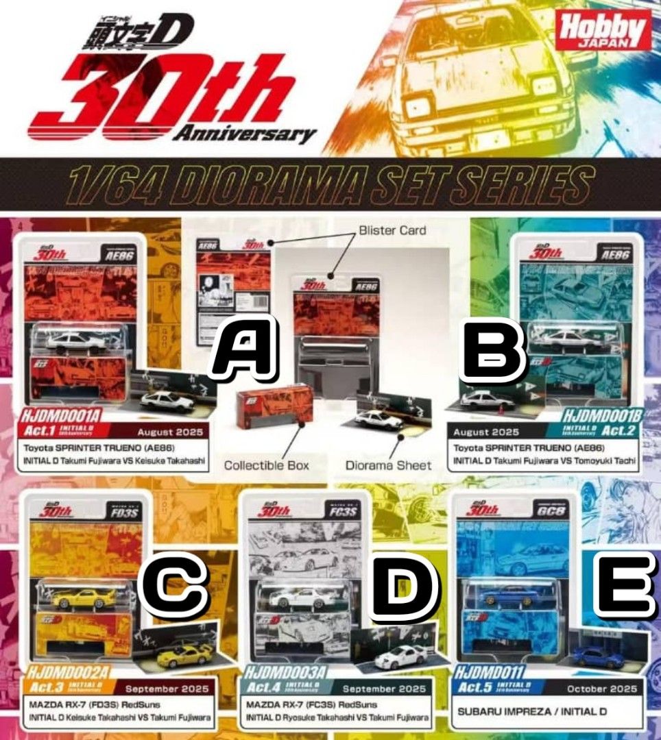 HJDM64 x Hobby Japan 1:64合金模型！頭文字Initial D 30th 周年纪念版