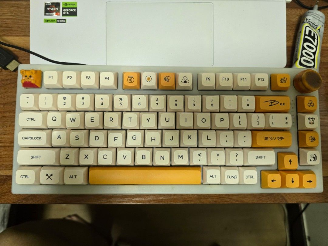 Honey Keycap Set (Category: Computer Keyboard) located in Pasig City. Submitted by itsizziee (Listing ID 1365966510, Image 1). Description: 140 Key Keycap Set Honey Milk design XDA Profile Not Shine-through Keycaps only. Issue/s: Missing Tab key, using the other Ctrl key as alternative. Does not come with plastic container nor Keycap puller.