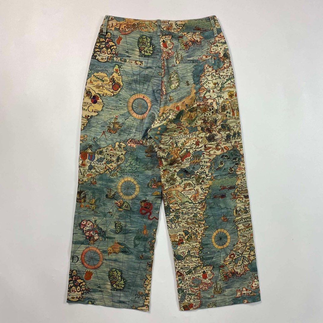 Initial Acient Map Globe Wide Pants (Category: Trousers) located in Baguio. Submitted by themgarbage (Listing ID 1365962753, Image 2). Description: Size tagged: Condition:Great Waist:30 Full Length:35 Thighs:12 Opening:10 .