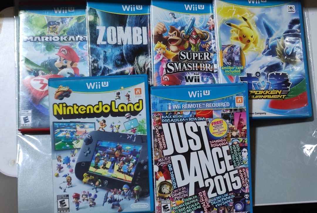 Nintendo WiiU games (Category: Nintendo) located in Las Pinas. Submitted by lance_kun (Listing ID 1365860685, Image 1). Description: 800 pesos EACH tested working Mario Kart 8 ZombiU Super Smash WiiU Nintendo Land Just Dance 2015.