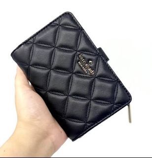 Original Preloved Kate Spade Carey Black Leather Quilted Bifold Medium Wallet