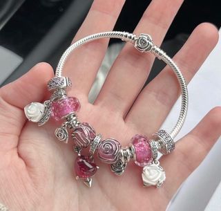 PANDORA - ROSE PETAL BLOOM BRACELET & CHARMS SET