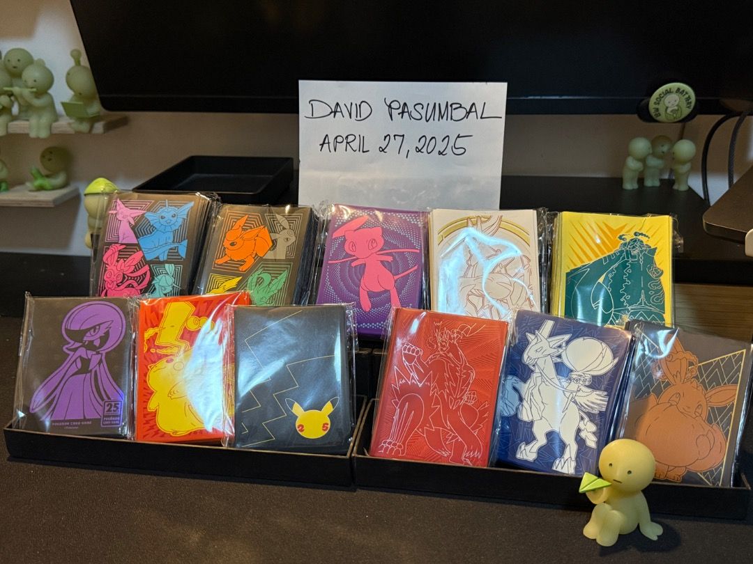 Pokemon TCG - Card Sleeves (From ETB) (Category: Raw Singles) located in Pasay City. Submitted by djsstuff (Listing ID 1366003633, Image 1). Description: Pokemon TCG - Card Sleeves (From ETB) Majority are nearly full, used max of 10 in some packs to put in toploaders Availability: Evolving Skies (Sylveon, etc.) - 500 Evolving Skies (Flareon, etc.) - 500 Fusion Strike - 500 Brilliant Stars - 500 Rebel Clash - 500 Japan Celebrations - 500 Evolving 