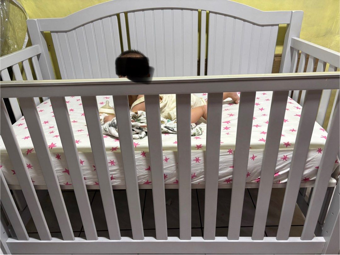 Pottery Barn Catalina Crib (Category: Cots & Cribs) located in Makati City. Submitted by bambi040810 (Listing ID 1365862313, Image 2). Description: Decluttering sale Outgrown and switching to playpen and playmat Pottery barn Catalina Crib Good condition Will include the crib foam/bed, bumper, crib fitted sheet, and crib skirt for free, all from pottery barn Pickup in Makati.