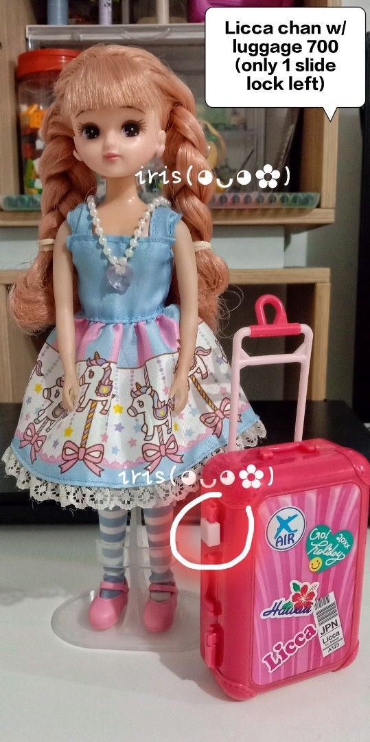 Preloved Licca (Category: Kids Toys) located in Pasig City. Submitted by Iris_g (Listing ID 1365881646, Image 1). Description: 🎀Licca chan🎀 ✅bought in Japan ✅ Doll in good condition ✅ Luggage included (1 slide lock is missing) 📍 Pinagbuhatan Pasig 📍Shaw Mandaluyong 💸 Gcash payment 🚚 Lalamove or grab (buyer's expense).
