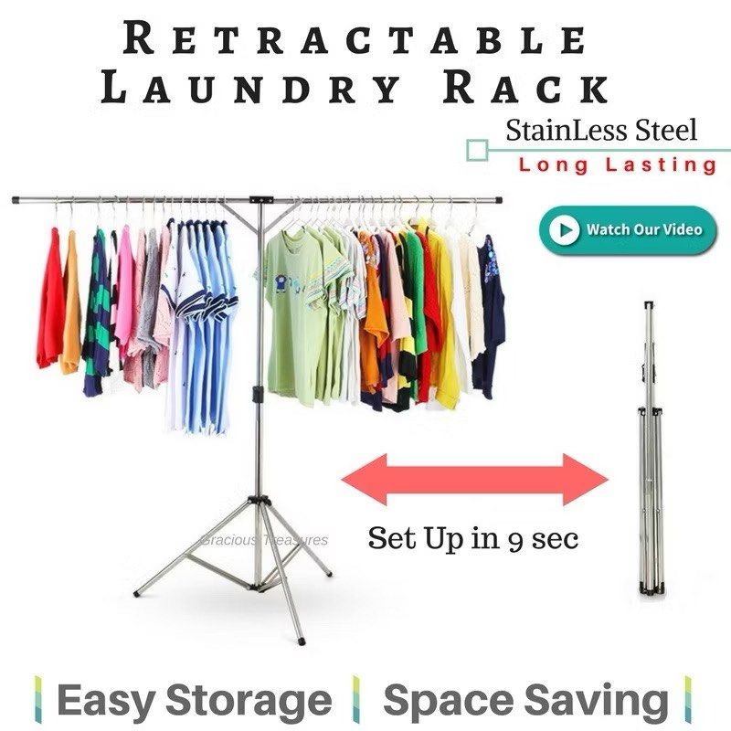 Retractable Laundry Rack Foldable Clothes Rack