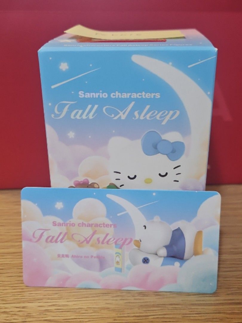 Sanrio Pop Mart Blind box Peckle Fall Asleep Series (Category: Designer & Blind Box Toys) located in Makati City. Submitted by agm41 (Listing ID 1365961759, Image 1). Description: Sanrio Pop Mart Blind box Peckle Fall Asleep Series.