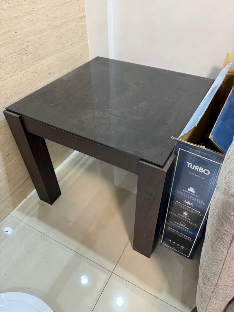 Side tables from Blims fine furniture (Category: Other Home Furniture) located in Manila. Submitted by trishag (Listing ID 1366006562, Image 2). Description: Selling it separately Side table with black tempered glass 60x60x52.8cm 3299php 120x60x44.8cm 3999php If both tables, can give it 6500php.