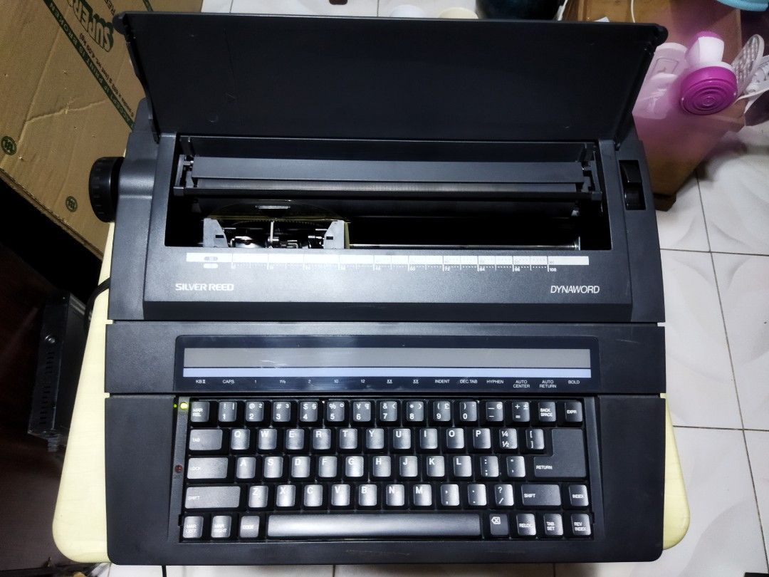 Silver Reed Electric Typewriter (Category: Office & Business Technology) located in Pasay City. Submitted by marineljapansurplus (Listing ID 1365842523, Image 2). Description: Silver Reed Dynaword Electric Typewriter Collectible item Made in Japan Power: 100v 40W All buttons are in good working condition No Ribbons. As is.. Price: ₱2,000 Location: Cabrera Pasay City.