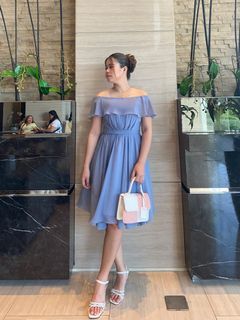 Simple and Elegant Formal Dress Wedding guest Dusty Blue