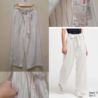 Uniqlo linen cotton wide straight pants